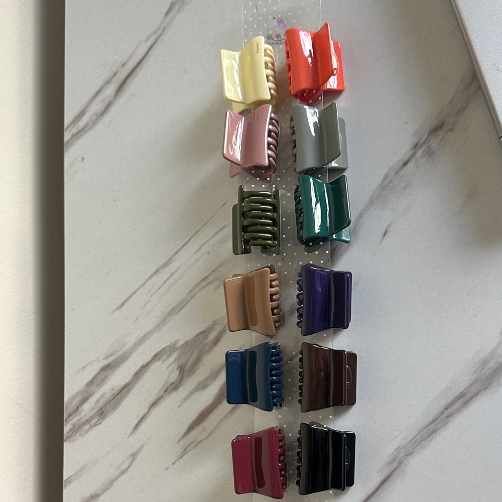 12 Colorful Hair Claw Clips Set